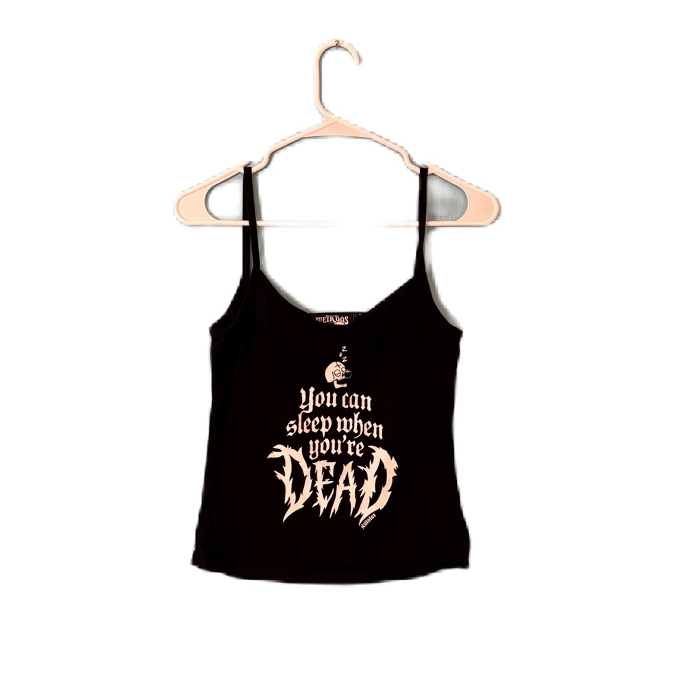Killstar Black Camisole Tank White Gothic Print You Can Sleep When You’re Dead S